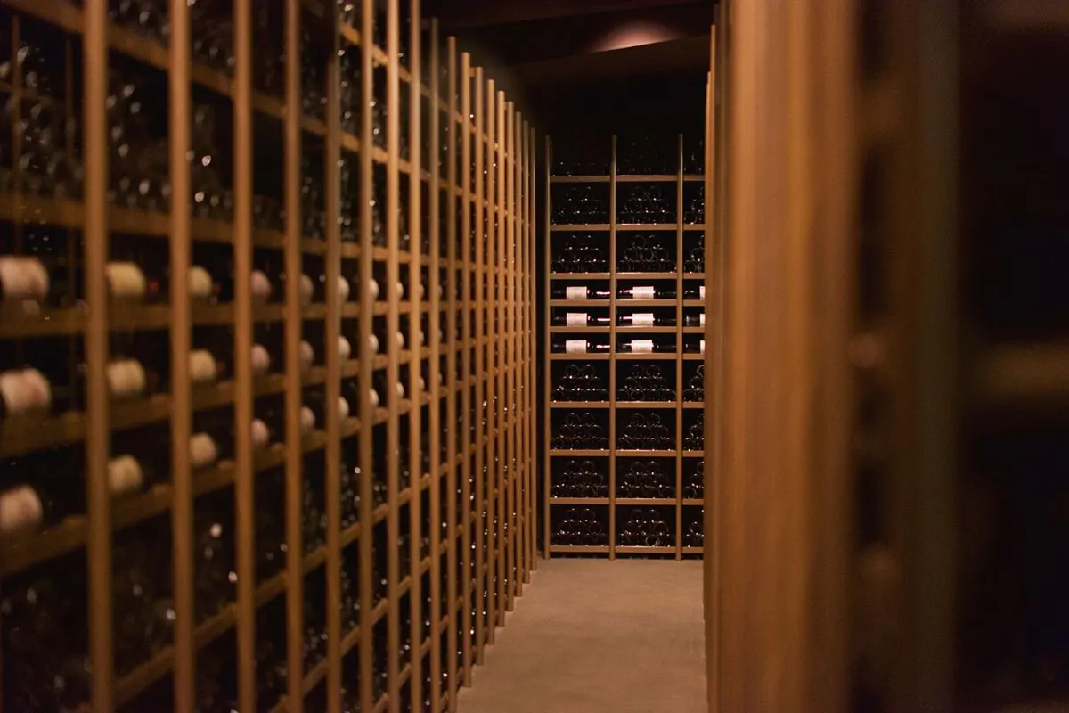 Rows of wine racks in a cellar, multi location inventory for KORONA POS