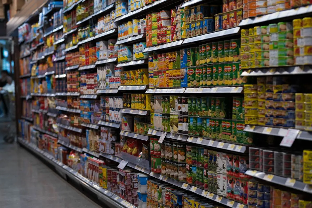 Fully stocked grocery shelves, the kind of inventory KORONA POS tracks